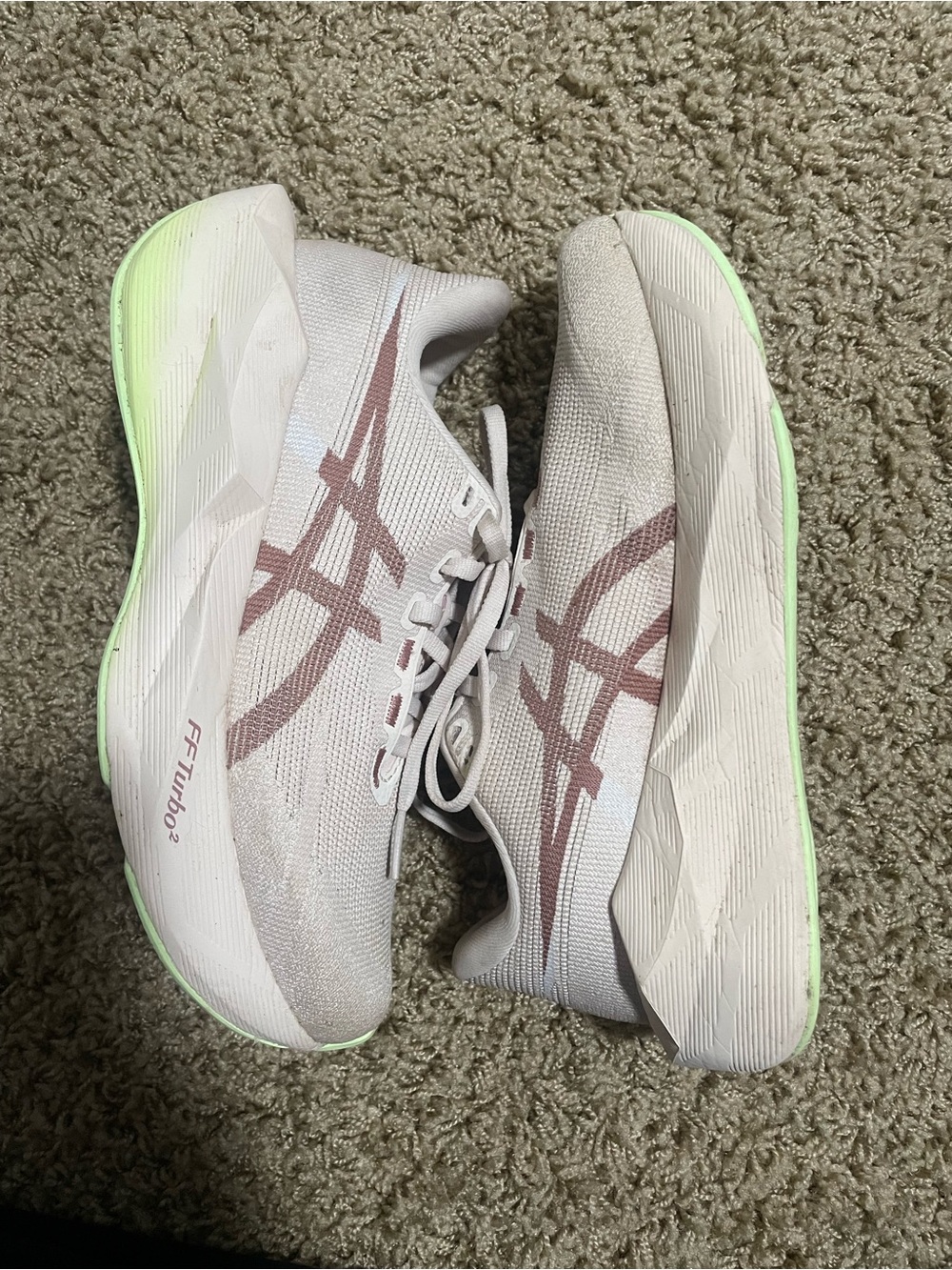 ASICS Women's Running Shoes - Light Gray with Pink and Neon Green Accents